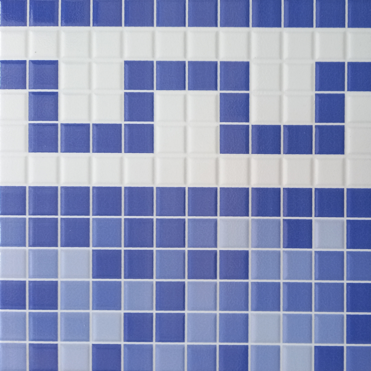 Carreau mosaïque pour piscine, bicolore bleu et blanc 33x33